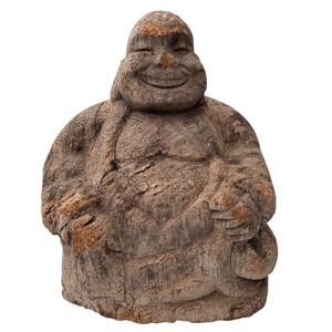 Handmade Driftwood Laughing Buddha Hand Carved‎ BC Folk Art Zen Rustic Small